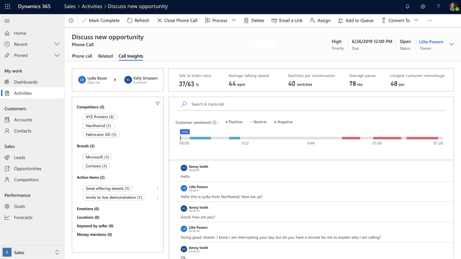 Microsoft Dynamics 365 Sales Improve customer calls through feedback