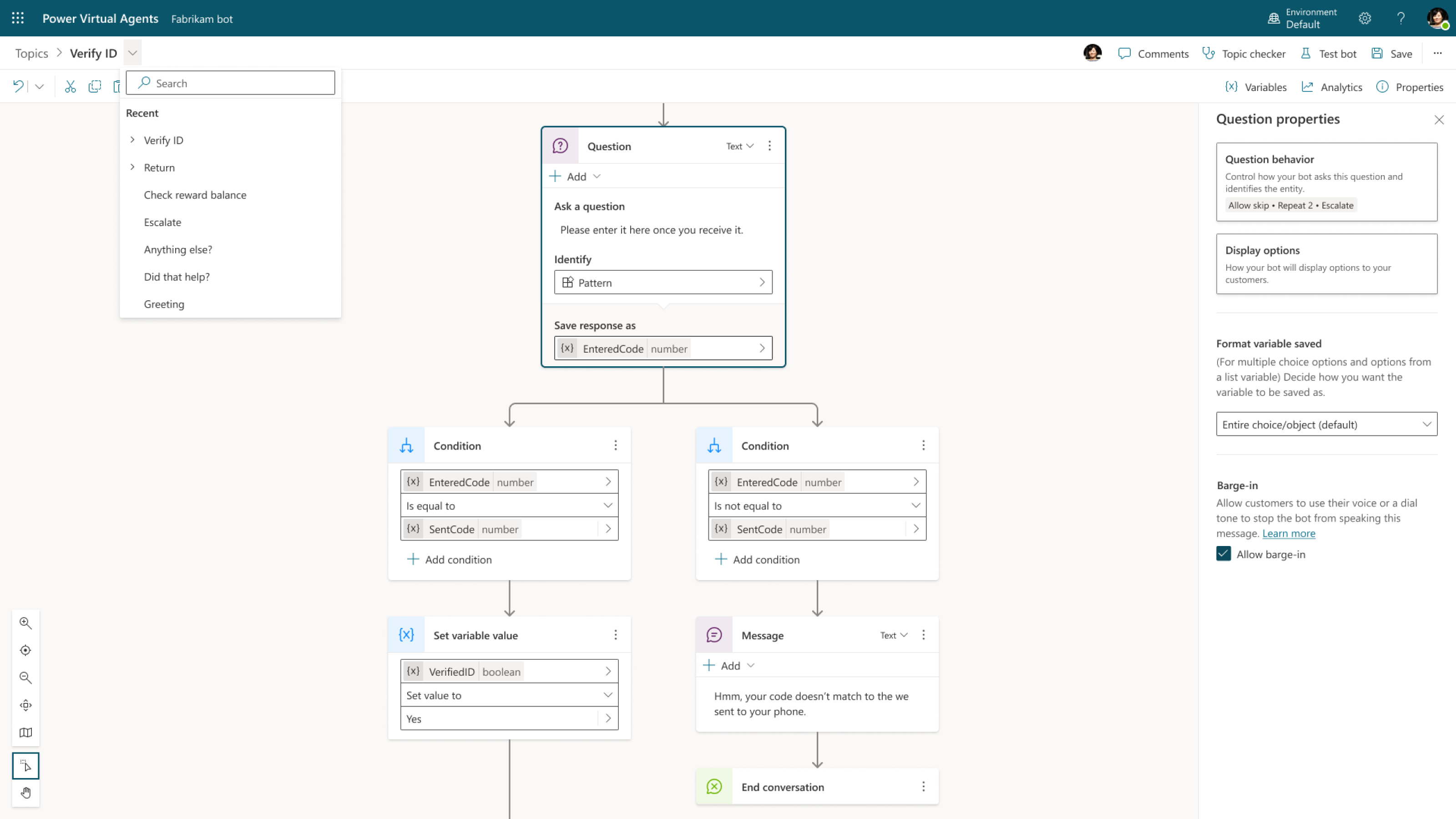 Power Virtual Agents capabilities